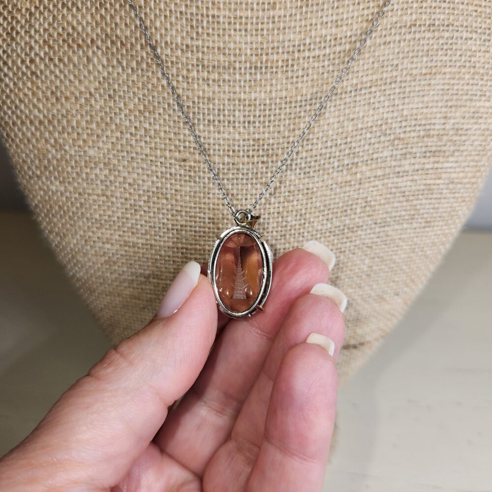 Etched Glass Pagoda Necklace - Picture 11 of 12